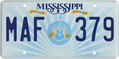 MS license plate MAF379