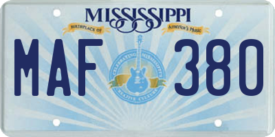 MS license plate MAF380