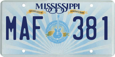 MS license plate MAF381