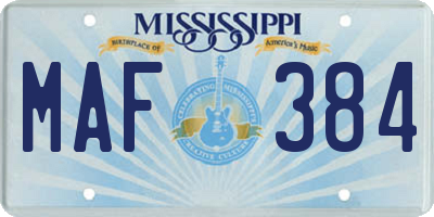 MS license plate MAF384