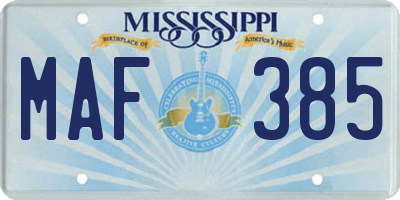 MS license plate MAF385