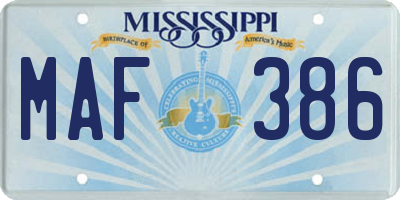 MS license plate MAF386