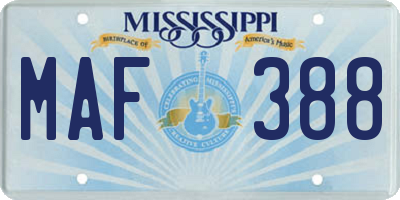 MS license plate MAF388
