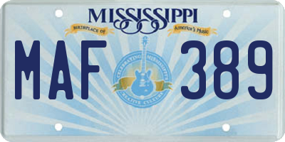 MS license plate MAF389
