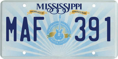 MS license plate MAF391