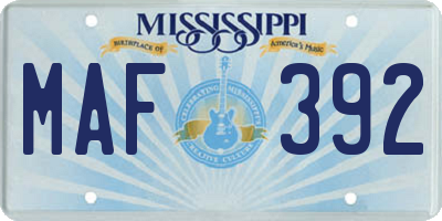 MS license plate MAF392
