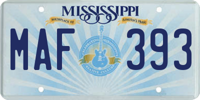 MS license plate MAF393