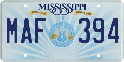 MS license plate MAF394