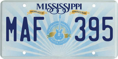 MS license plate MAF395