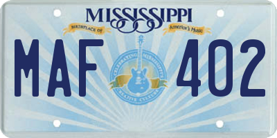 MS license plate MAF402