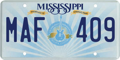 MS license plate MAF409
