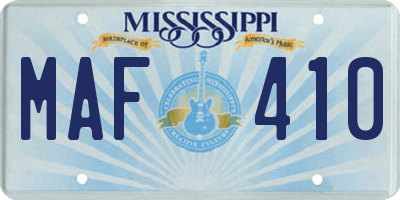 MS license plate MAF410