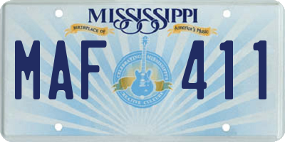 MS license plate MAF411