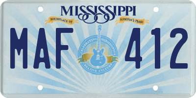 MS license plate MAF412