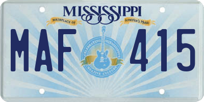 MS license plate MAF415