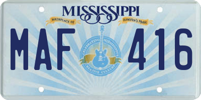 MS license plate MAF416