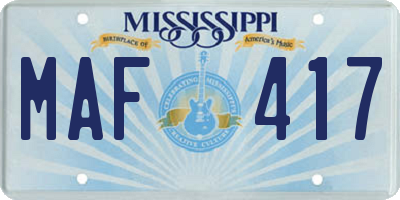 MS license plate MAF417