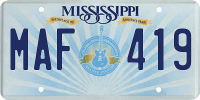 MS license plate MAF419