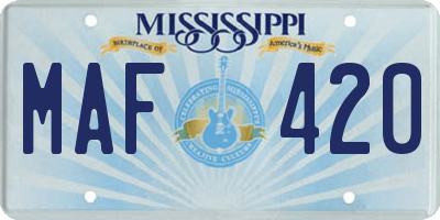 MS license plate MAF420