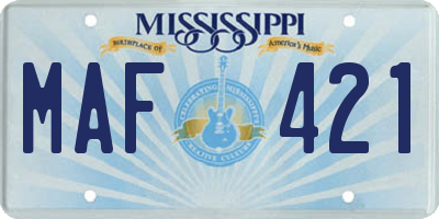 MS license plate MAF421