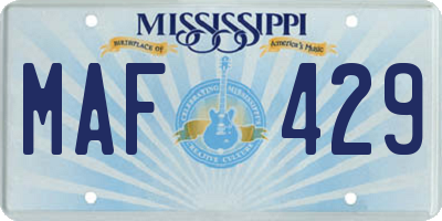 MS license plate MAF429