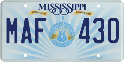 MS license plate MAF430