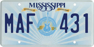 MS license plate MAF431