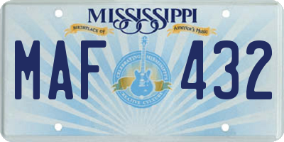 MS license plate MAF432