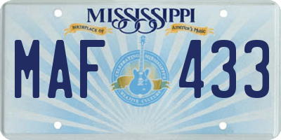 MS license plate MAF433
