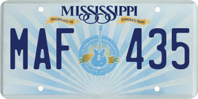 MS license plate MAF435