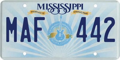 MS license plate MAF442