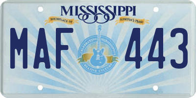 MS license plate MAF443