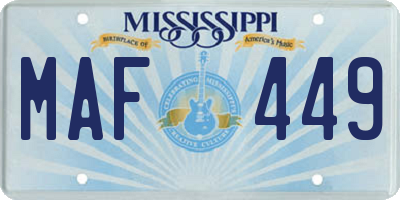 MS license plate MAF449