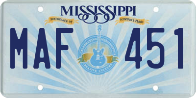 MS license plate MAF451