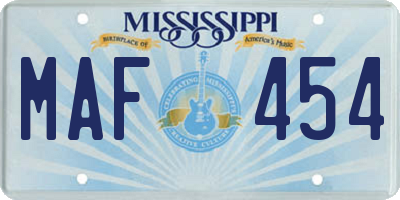 MS license plate MAF454