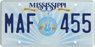 MS license plate MAF455