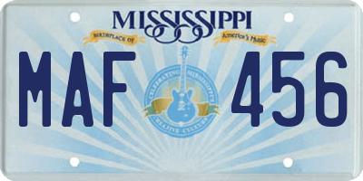 MS license plate MAF456