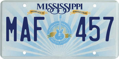 MS license plate MAF457