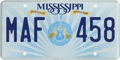 MS license plate MAF458