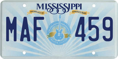 MS license plate MAF459