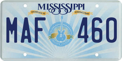 MS license plate MAF460