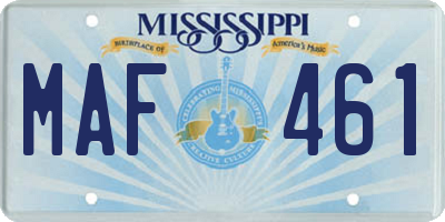MS license plate MAF461