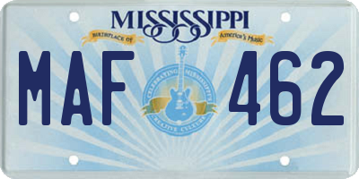 MS license plate MAF462