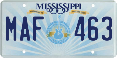 MS license plate MAF463