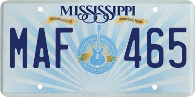 MS license plate MAF465