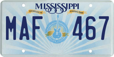 MS license plate MAF467