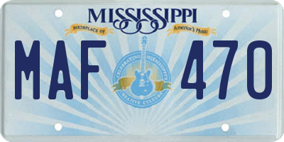 MS license plate MAF470