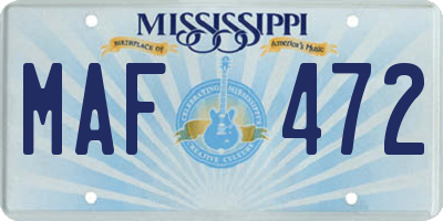MS license plate MAF472