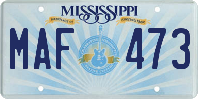 MS license plate MAF473