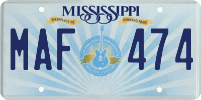 MS license plate MAF474